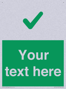 Custom green background, green tick sign